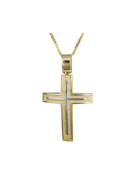 Herren Gold Kreuz 14K mit Kette