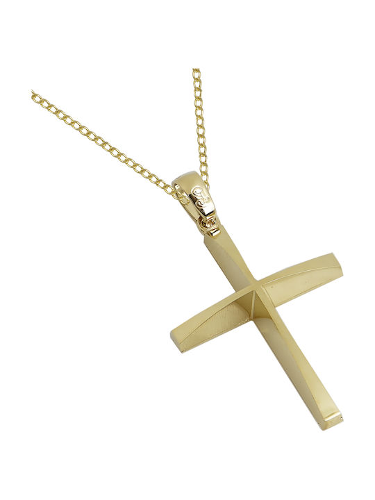 Herren Gold Kreuz 14K mit Kette