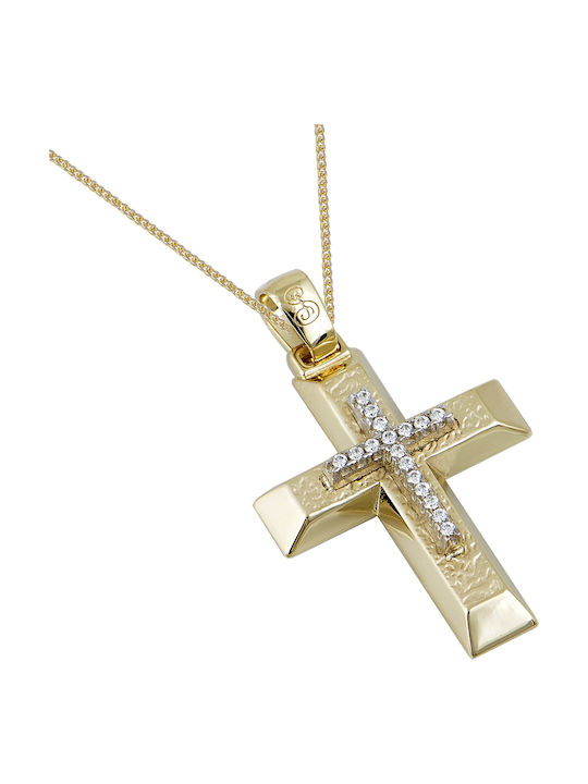 Damen Gold Kreuz 14K mit Kette