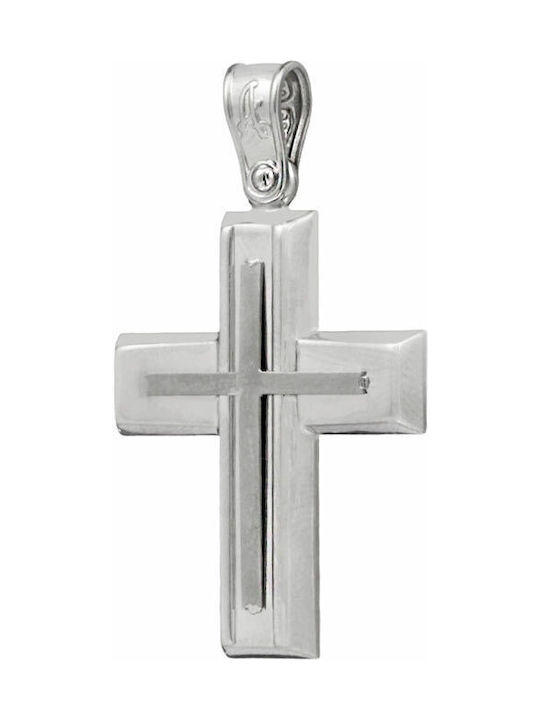 Men's White Gold Cross 14K