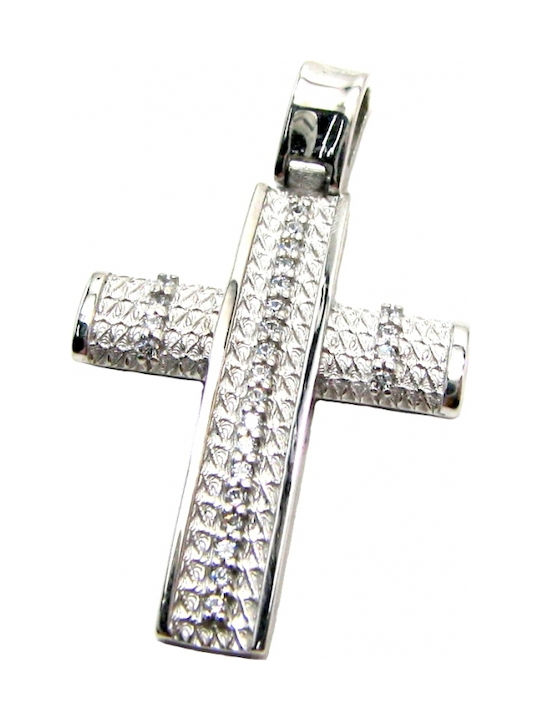 White Gold Cross 14K Double Sided