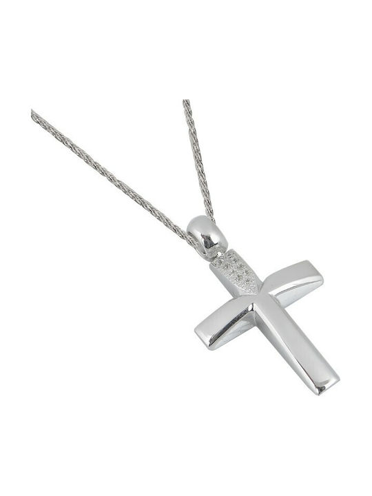 Weißgold Kreuz 14K mit Kette