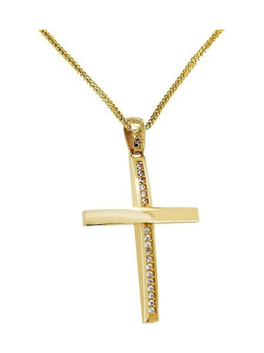 Damen Gold Kreuz 14K mit Kette