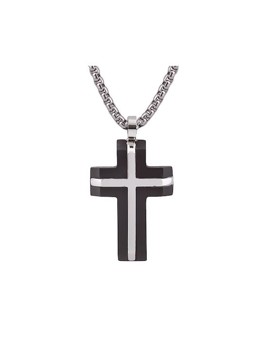 Men's Cross from Steel with Chain