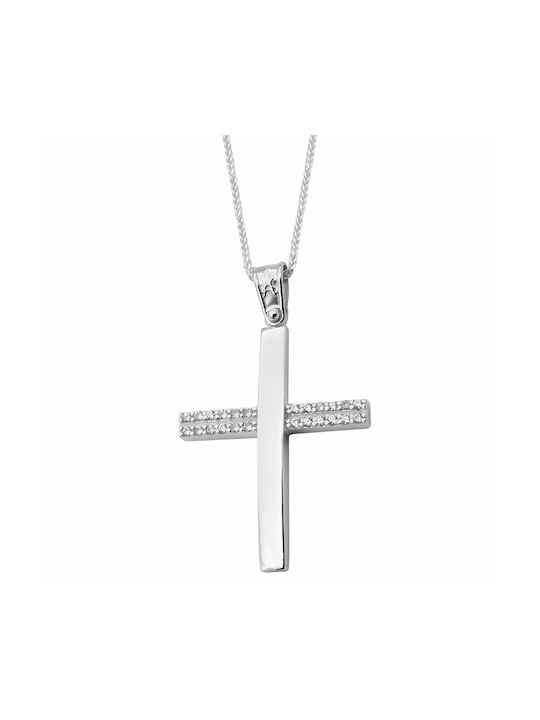 Weißgold Kreuz 14K mit Kette