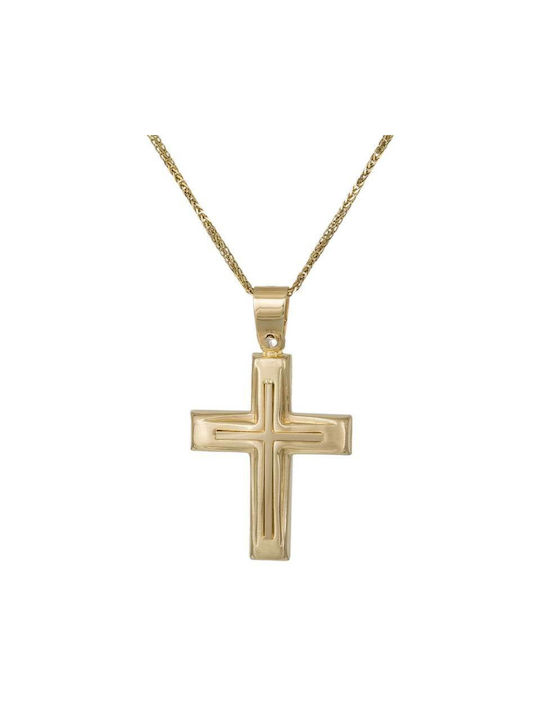 Herren Gold Kreuz 14K mit Kette