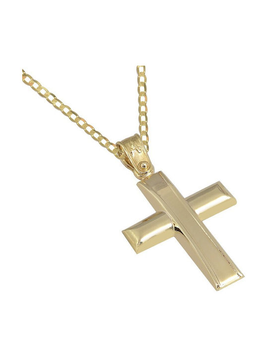 Herren Gold Kreuz 14K mit Kette