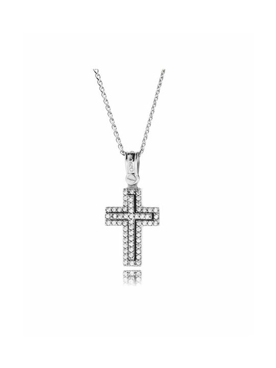 Weißgold Kreuz 14K mit Kette