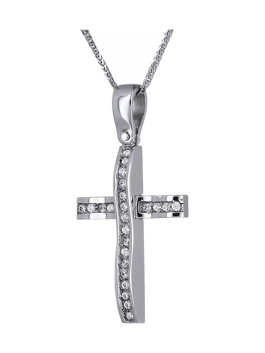 Damen Weißgold Kreuz 14K