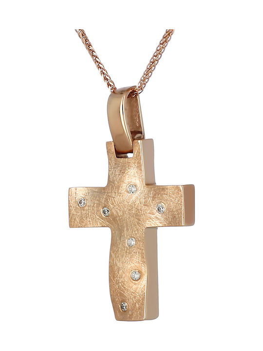 Damen Roségold Kreuz 14K