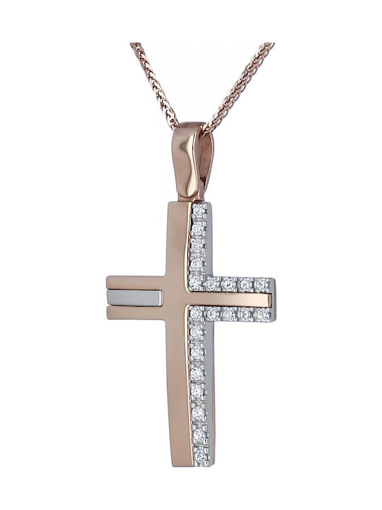 Damen Roségold Kreuz 14K