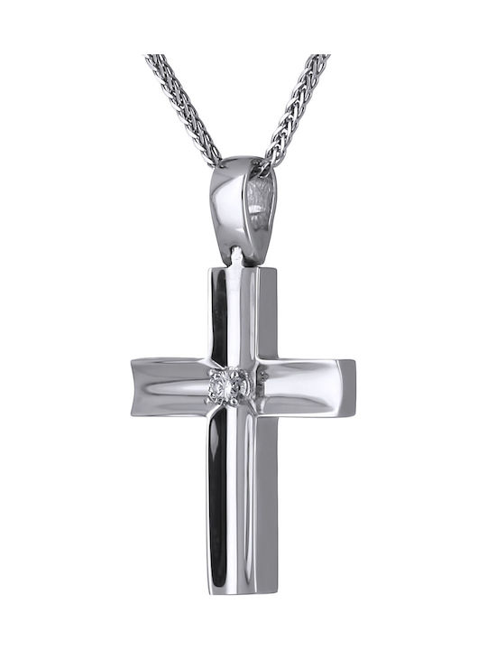 Women's White Gold Cross 18K