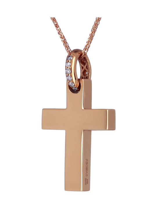 Damen Roségold Kreuz 14K