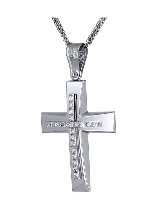 Damen Weißgold Kreuz 14K