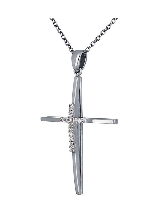 White Gold Cross 18K