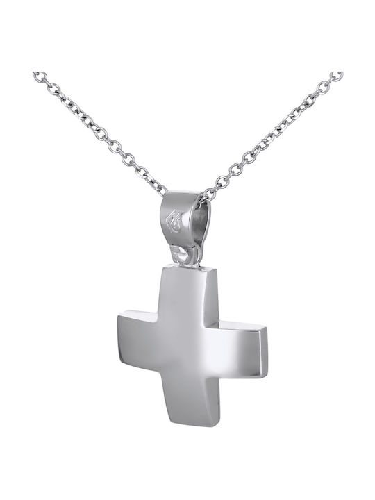 Men's White Gold Cross 14K