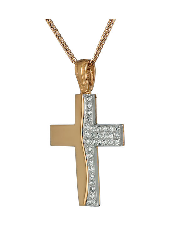 Damen Roségold Kreuz 14K