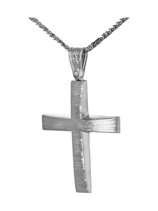 Men's White Gold Cross 14K