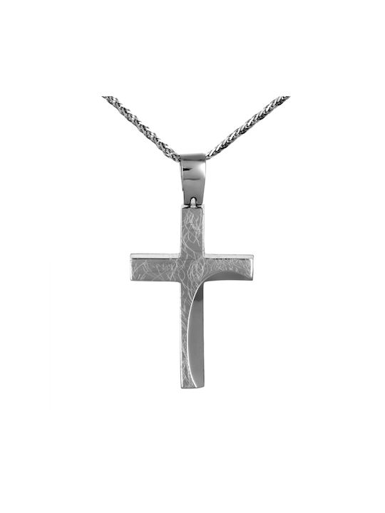 Men's White Gold Cross 14K