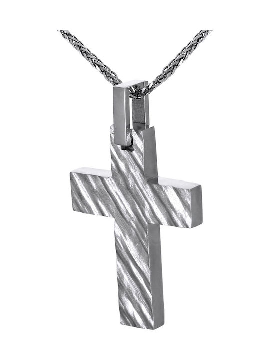 Men's White Gold Cross 14K