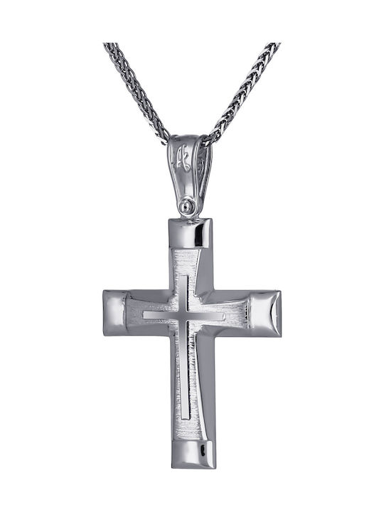 Herren Weißgold Kreuz 14K