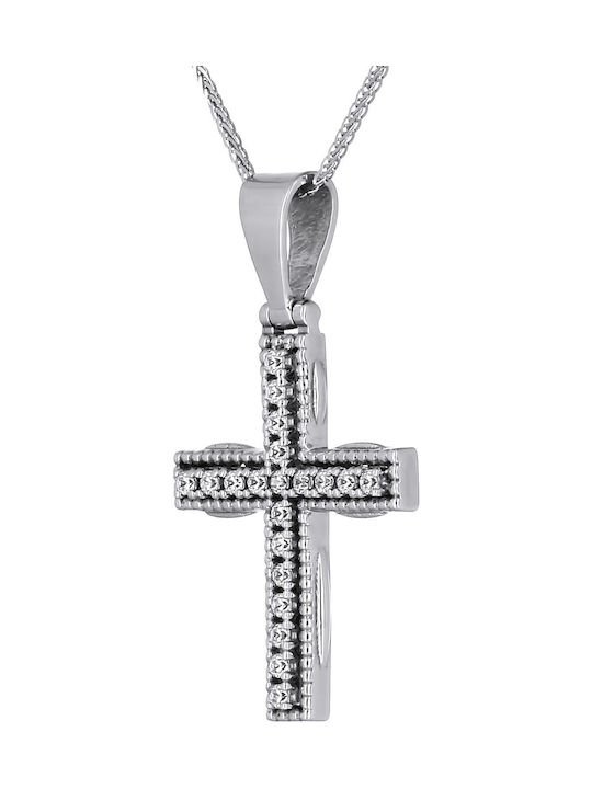 Damen Weißgold Kreuz 14K