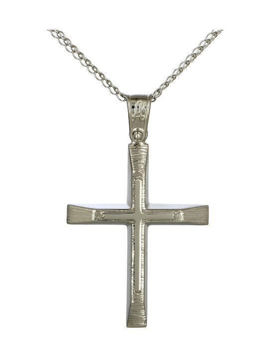 Herren Weißgold Kreuz 14K