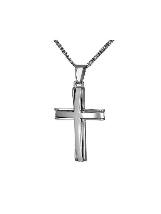 Men's White Gold Cross 14K