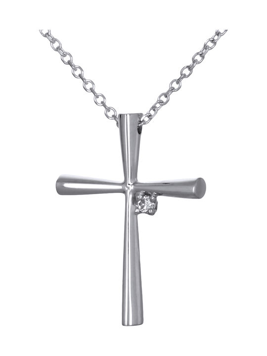 Damen Weißgold Kreuz 14K