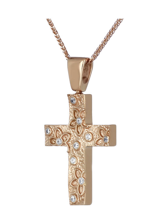 Damen Roségold Kreuz 14K