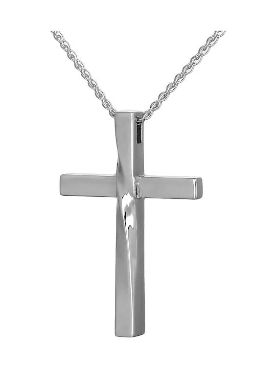 Men's White Gold Cross 14K