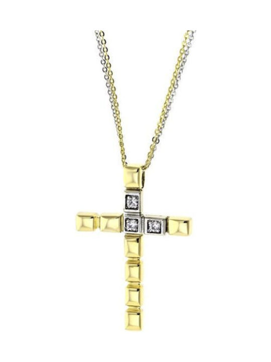 Damen Gold Kreuz 14K mit Kette