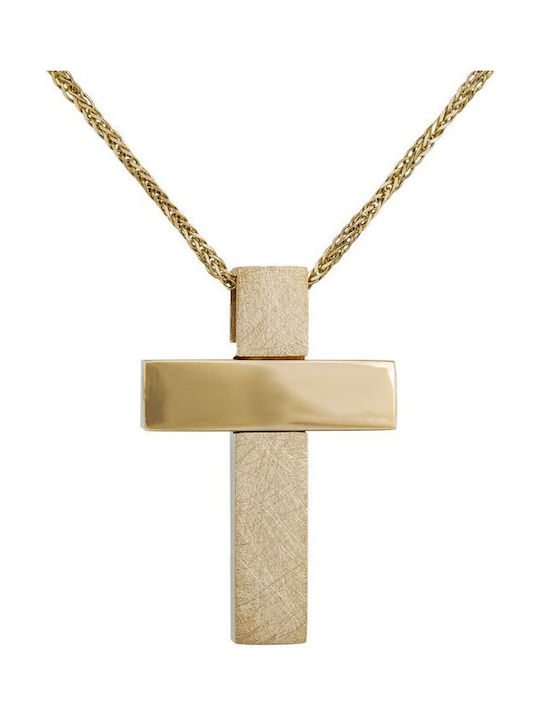 Herren Gold Kreuz 14K mit Kette