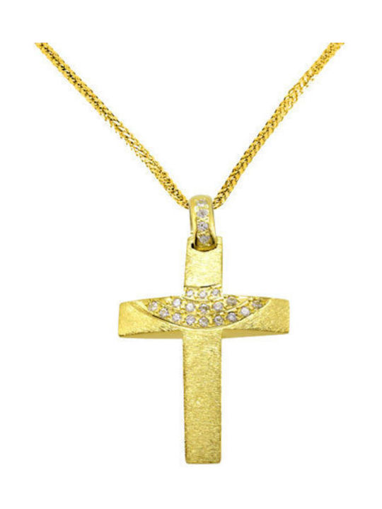 Damen Gold Kreuz 14K mit Kette