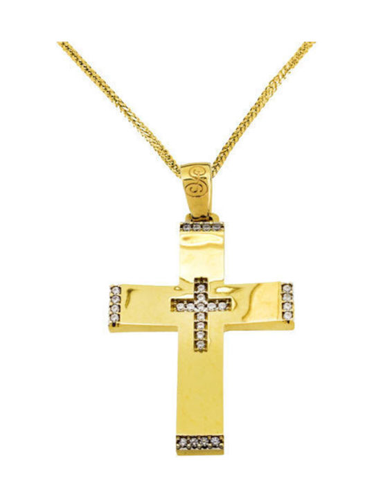 Damen Gold Kreuz 14K mit Kette