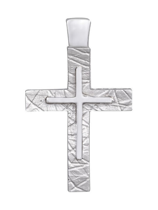 Men's White Gold Cross 14K