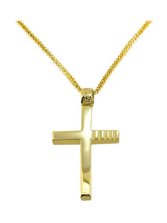 Herren Gold Kreuz 14K mit Kette