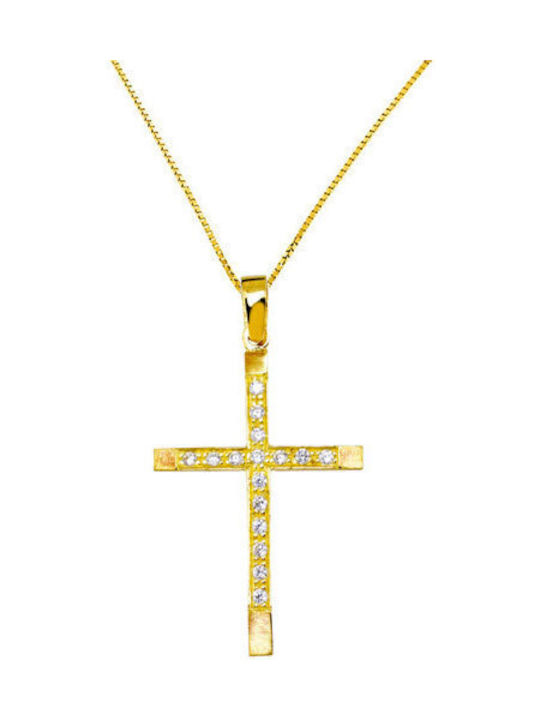 Damen Gold Kreuz 9K mit Kette