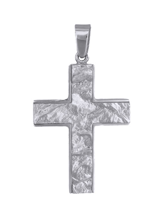 Men's White Gold Cross 14K