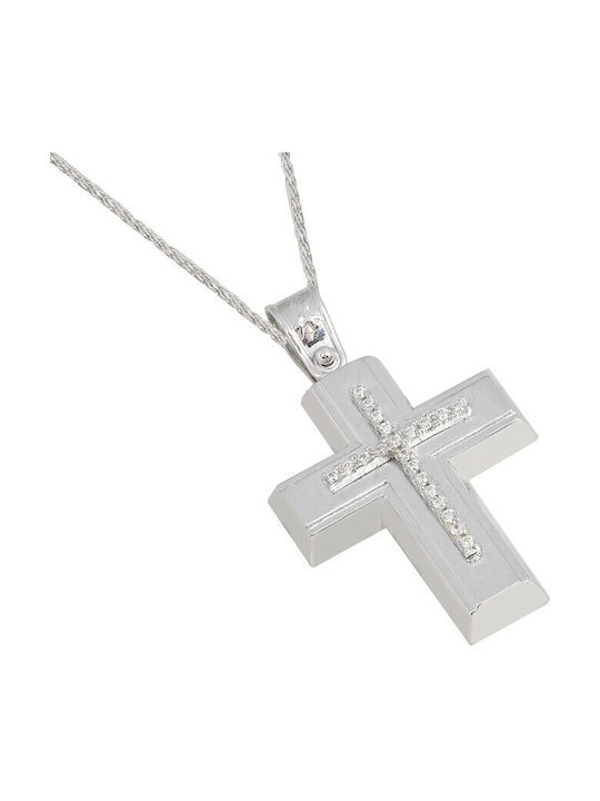 Damen Weißgold Kreuz 14K mit Kette