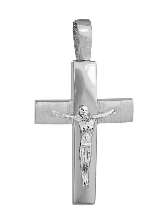 Men's White Gold Cross 14K