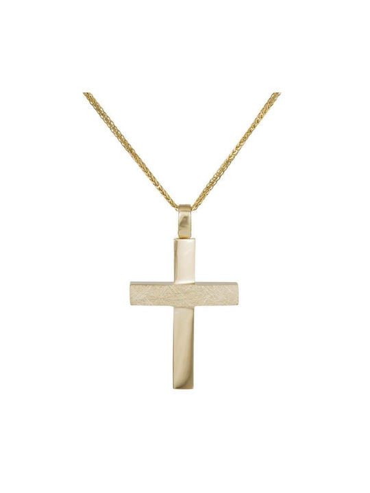 Herren Gold Kreuz 14K mit Kette