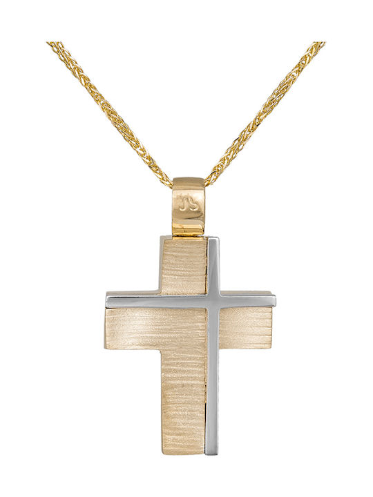 Herren Gold Kreuz 14K mit Kette