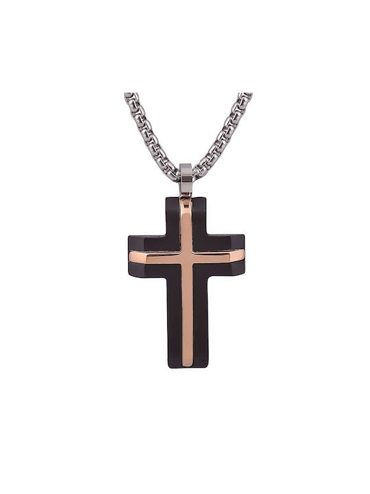 Men's Cross from Steel with Chain