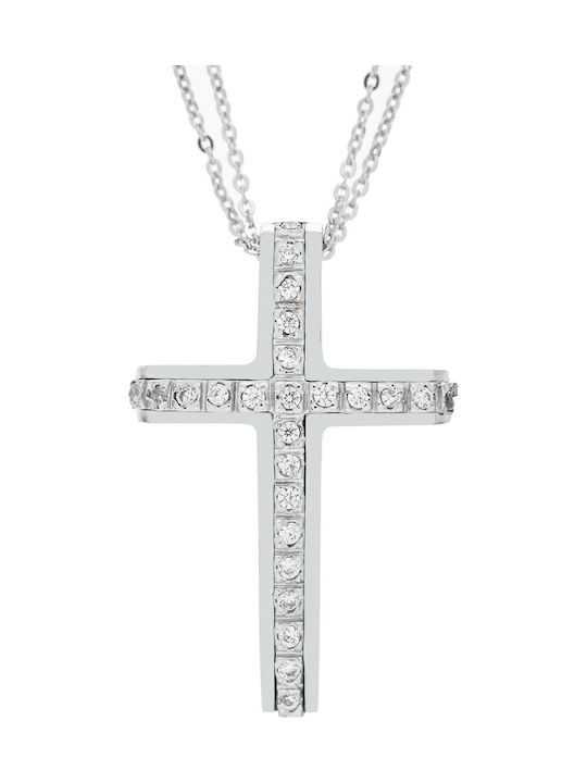 Damen Weißgold Kreuz 14K