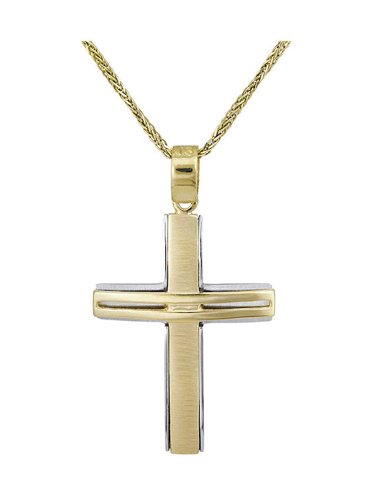 Herren Gold Kreuz 14K mit Kette