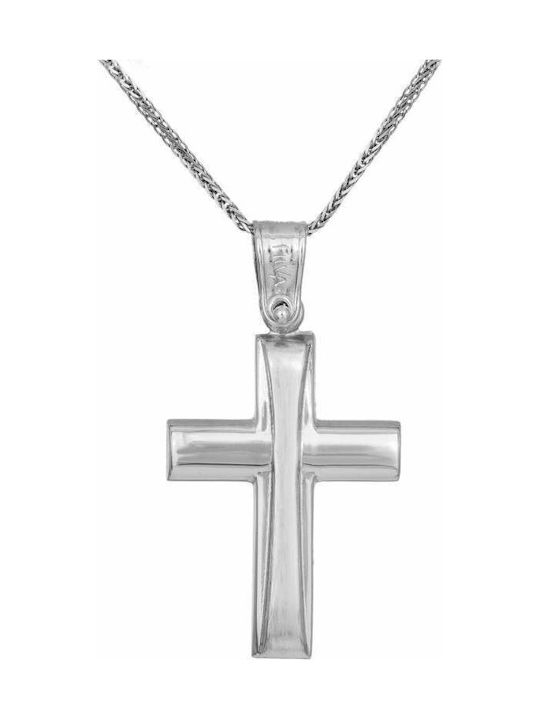 Herren Weißgold Kreuz 14K mit Kette