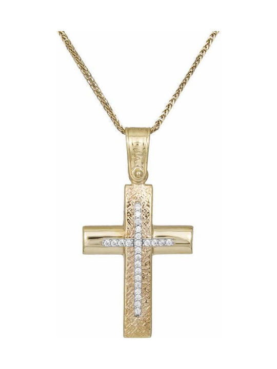 Damen Gold Kreuz 14K mit Kette