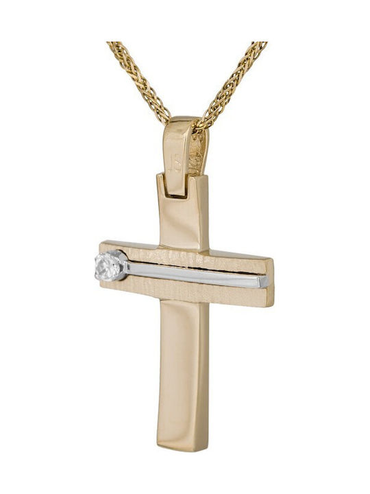 Damen Gold Kreuz 14K mit Kette