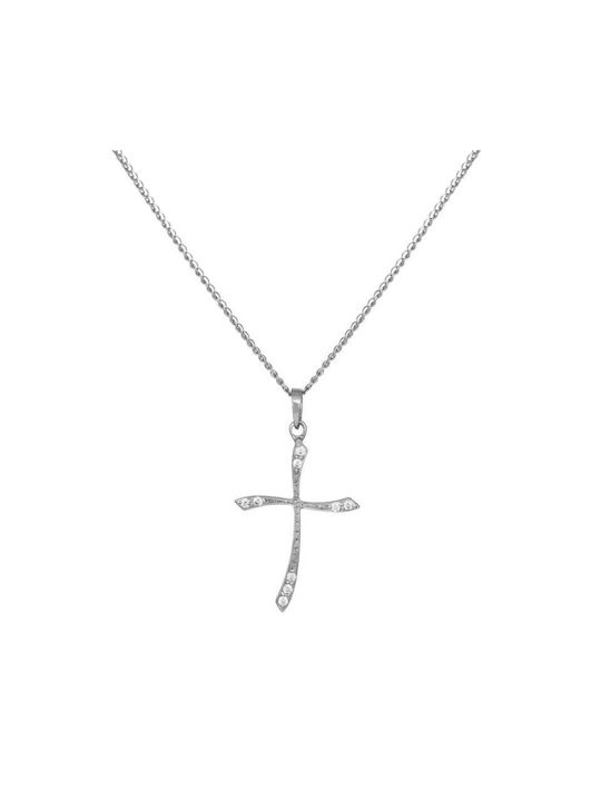 Damen Weißgold Kreuz 14K mit Kette